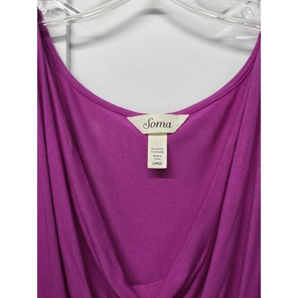 Soma Cowlneck Sleeveless Short Dress Rose Violet Size LARGE SOFT JERSEY MATERIAL - Picture 5 of 6